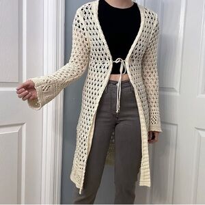 Xhilaration Cream Crochet Swim Coverup